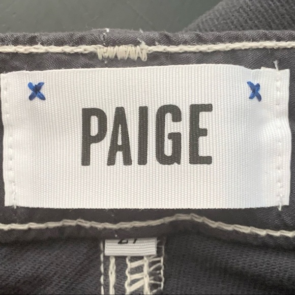 HP🎉 PAIGE Edgemont Grey Zip Paint Splatter Skinny Jeans Size 27 - Picture 2 of 15